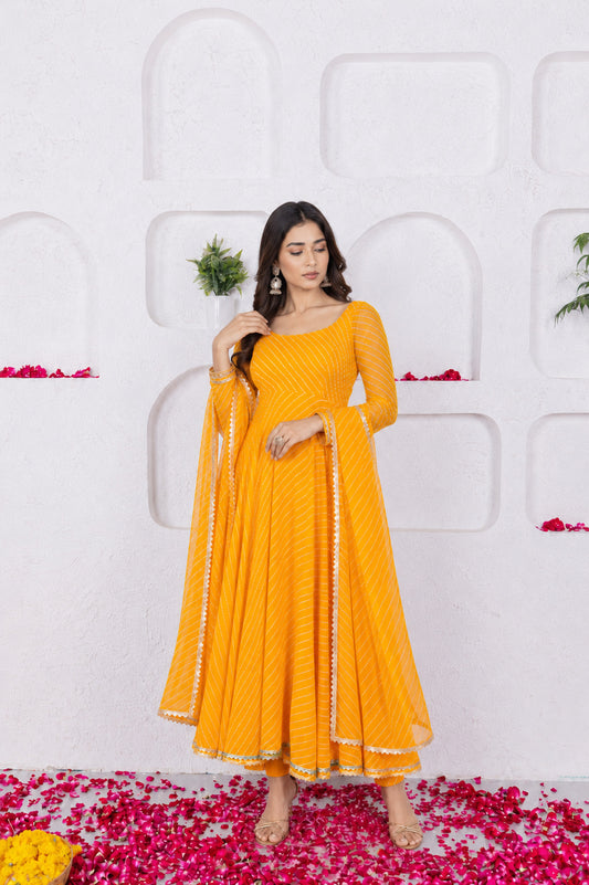 RUCHI YELLOW BANDHANI ANARKALI SET