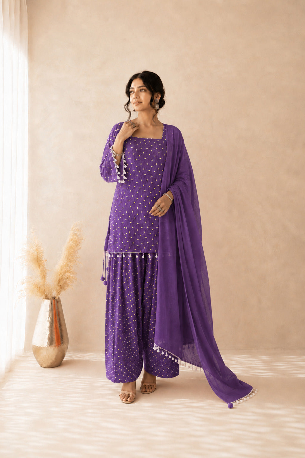 DHAIRYA PURPLE BANDHEJ FARSHI SET