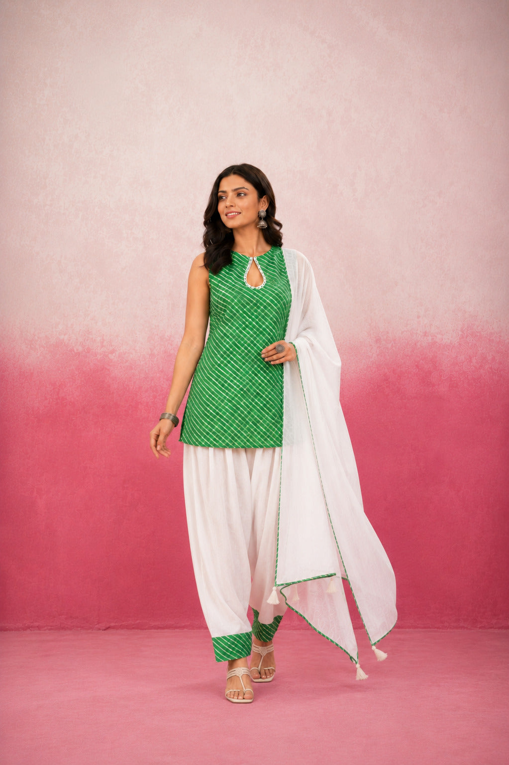 RISHMITA GREEN MOTHRA FARSHI SET