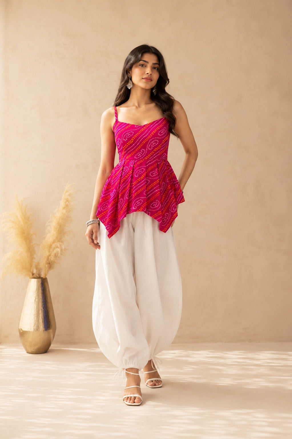 AHRINA PINK ASYMMETRICAL BALLOON COORD SET