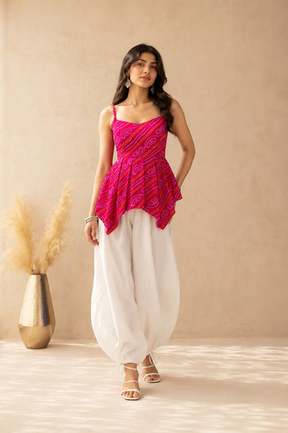 AHRINA PINK ASYMMETRICAL BALLOON COORD SET