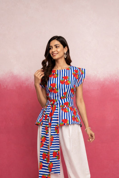 AVELIA BLUE STRIPE COTTON TOP