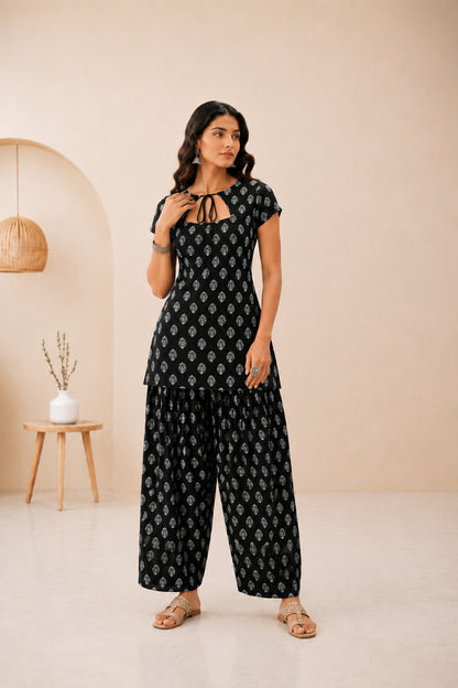 GITASHA BLACK COTTON FARSHI SET