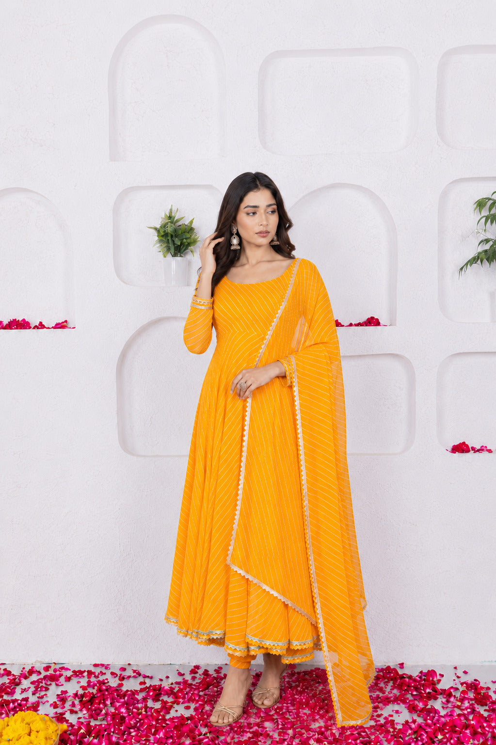 RUCHI YELLOW BANDHANI ANARKALI SET