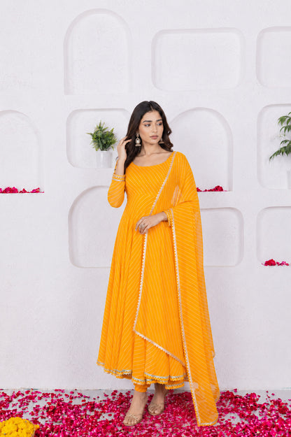RUCHI YELLOW BANDHANI ANARKALI SET