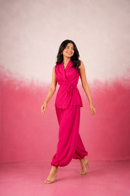 NALINA PINK WRAP COORD SET