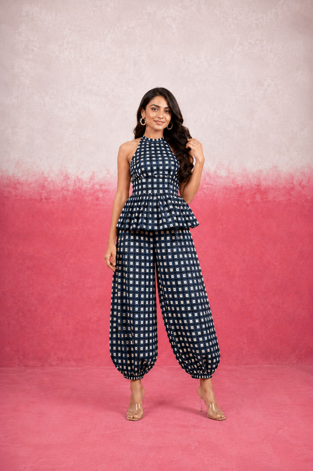 SMAYRA GINGHAM BLUE COORD SET