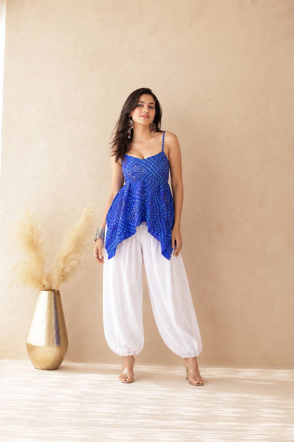 VIHARA BLUE ASYMMETRICAL BALLOON COORD SET