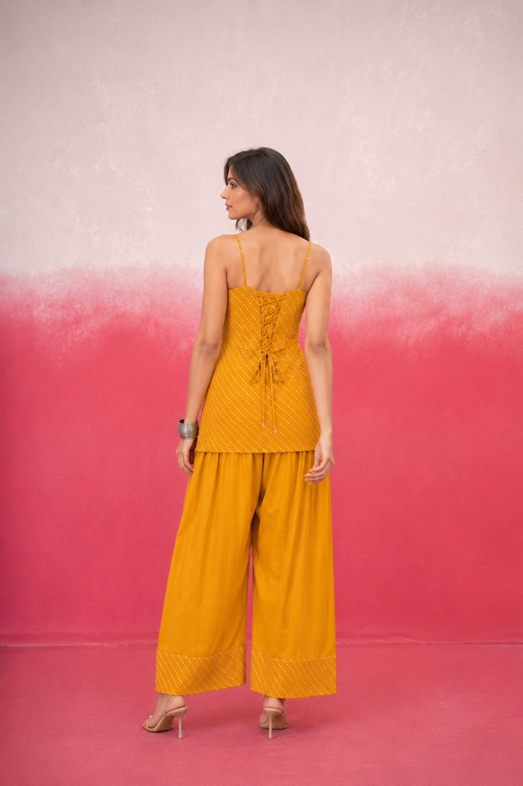 SVAYRA YELLOW MOTHRA GEORGETTE FARSHI SET