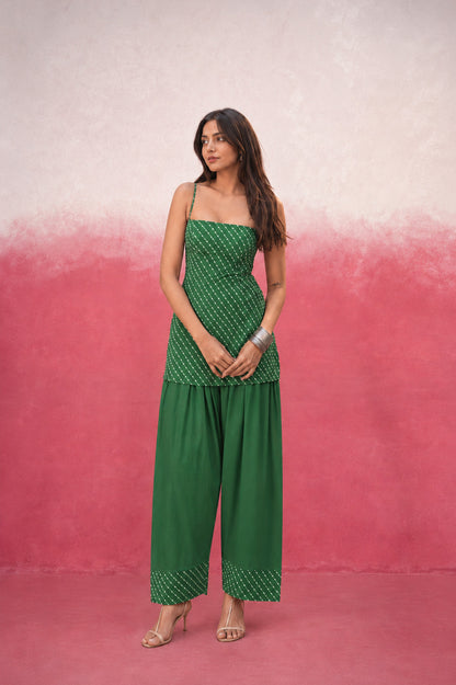 PARNAVI GREEN MOTHRA GEORGETTE FARSHI SET