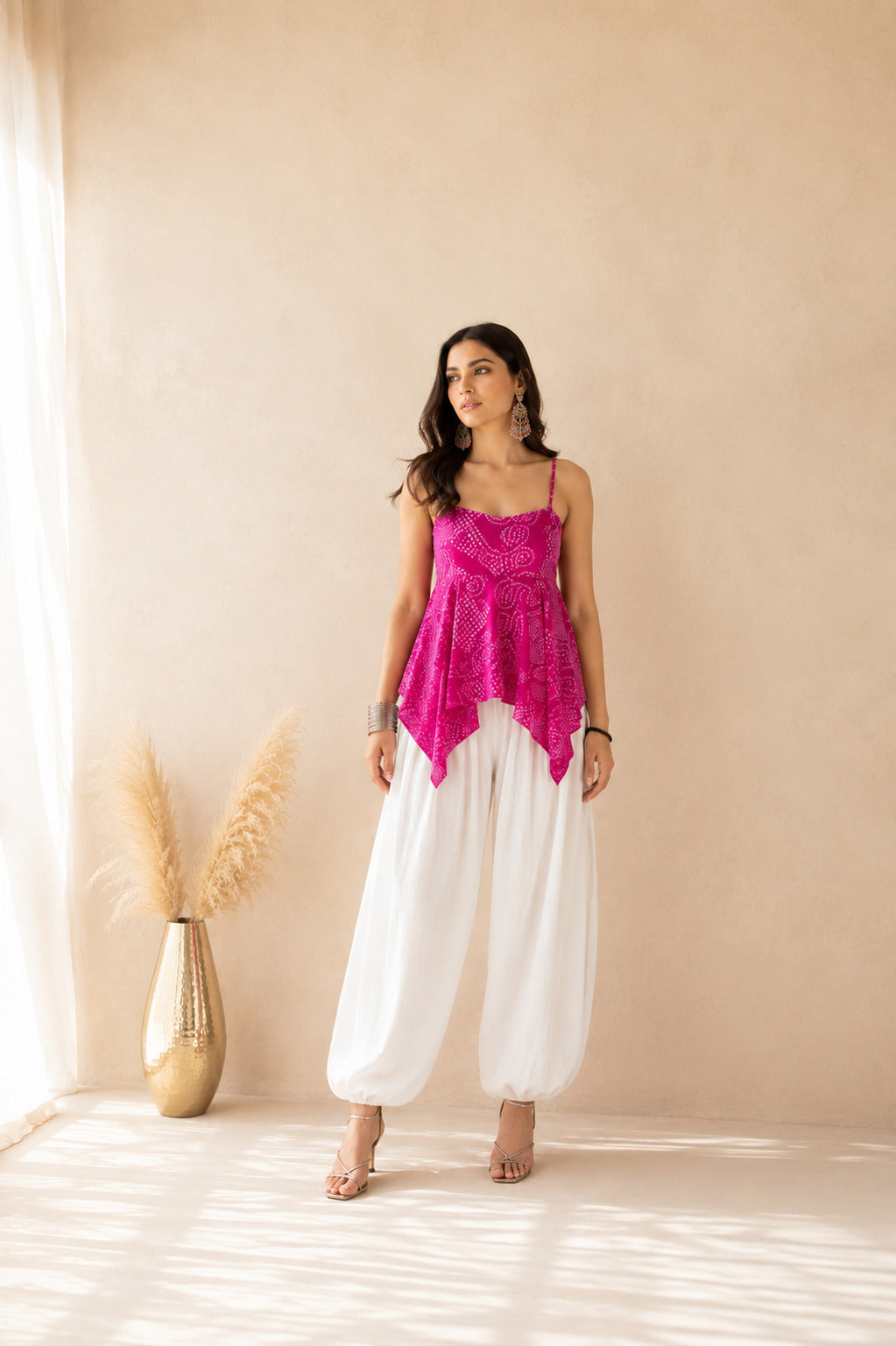TRAYI PINK ASYMMETRICAL BALLOON COORD SET