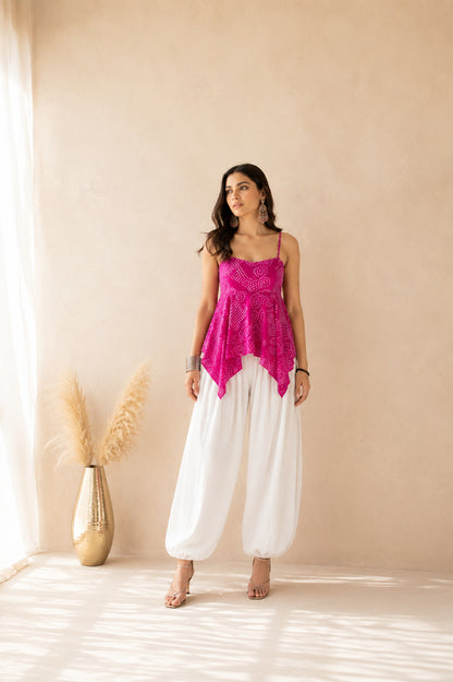 TRAYI PINK ASYMMETRICAL BALLOON COORD SET