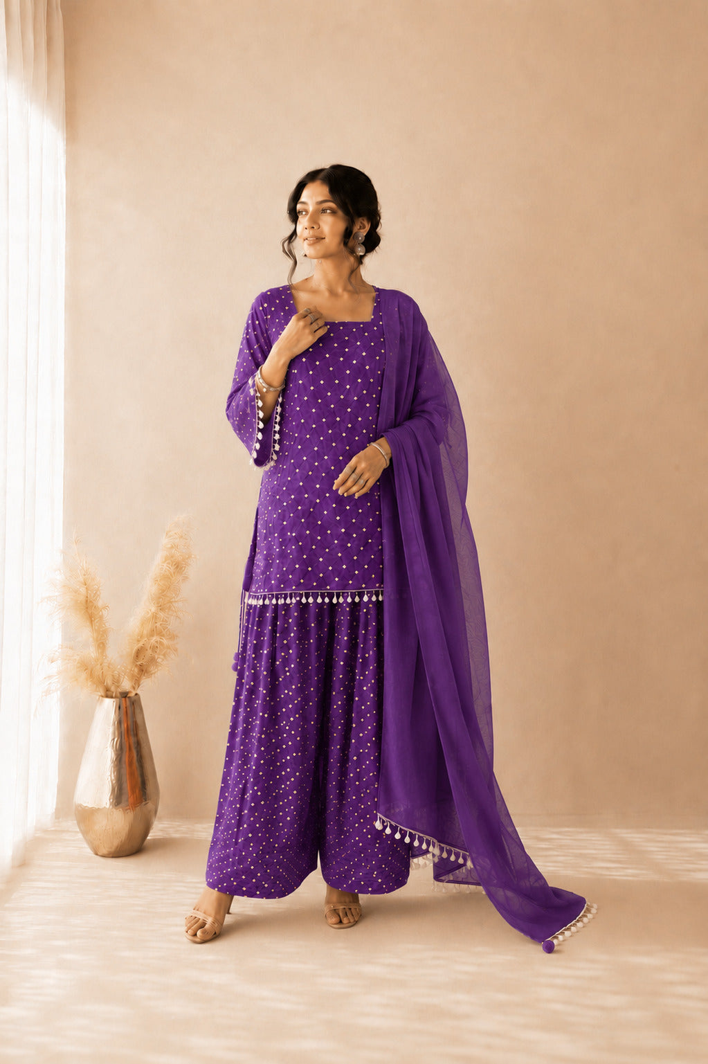DHAIRYA PURPLE BANDHEJ FARSHI SET
