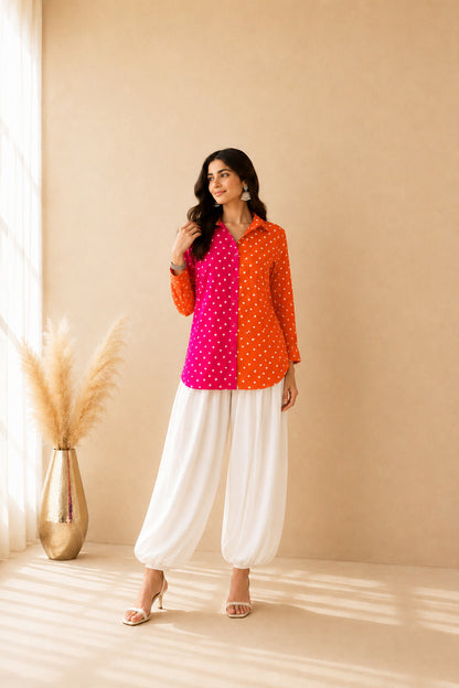 DEVAYRA BANDHEJ SHIRT AND BALLOON COORD SET