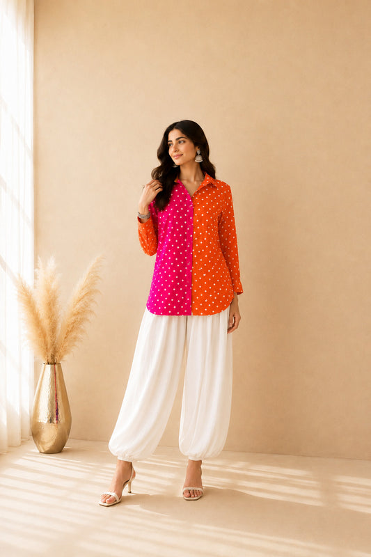 DEVAYRA BANDHEJ SHIRT AND BALLOON COORD SET