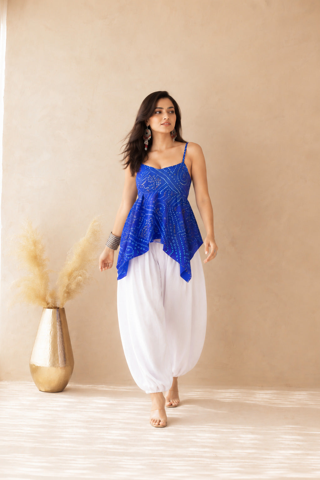 VIHARA BLUE ASYMMETRICAL BALLOON COORD SET