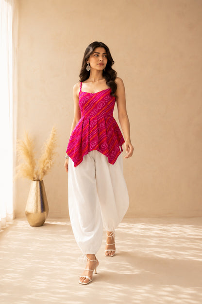 AHRINA PINK ASYMMETRICAL BALLOON COORD SET