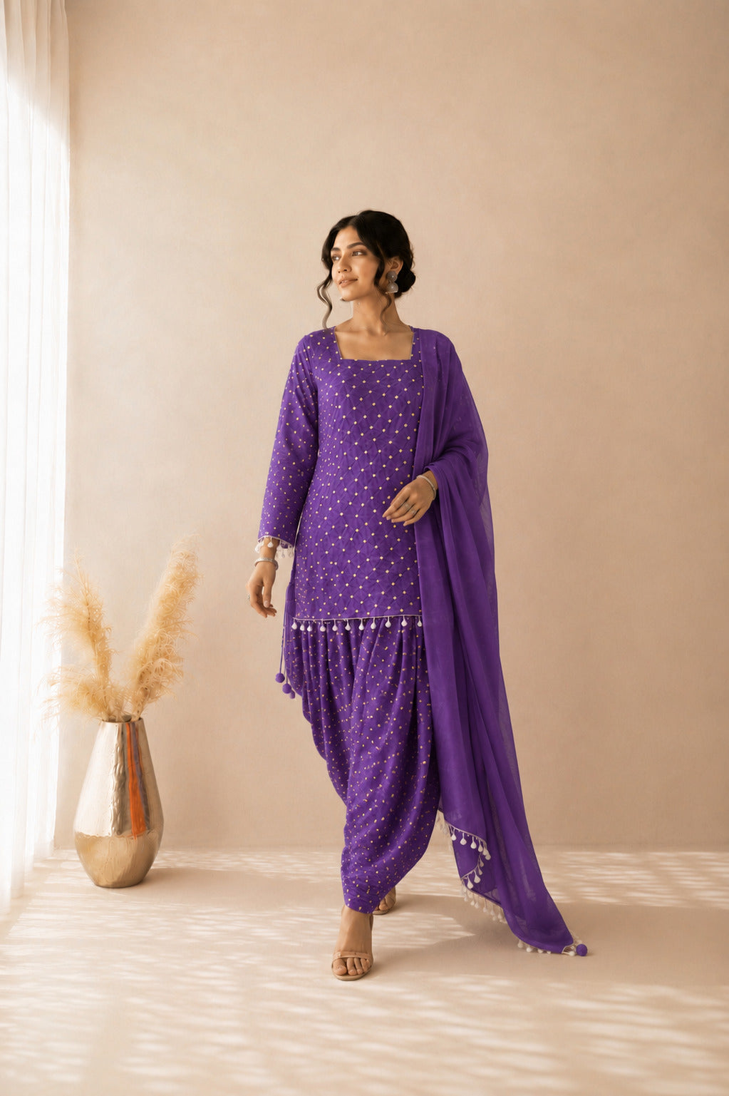 DHAIRYA PURPLE BANDHEJ FARSHI SET