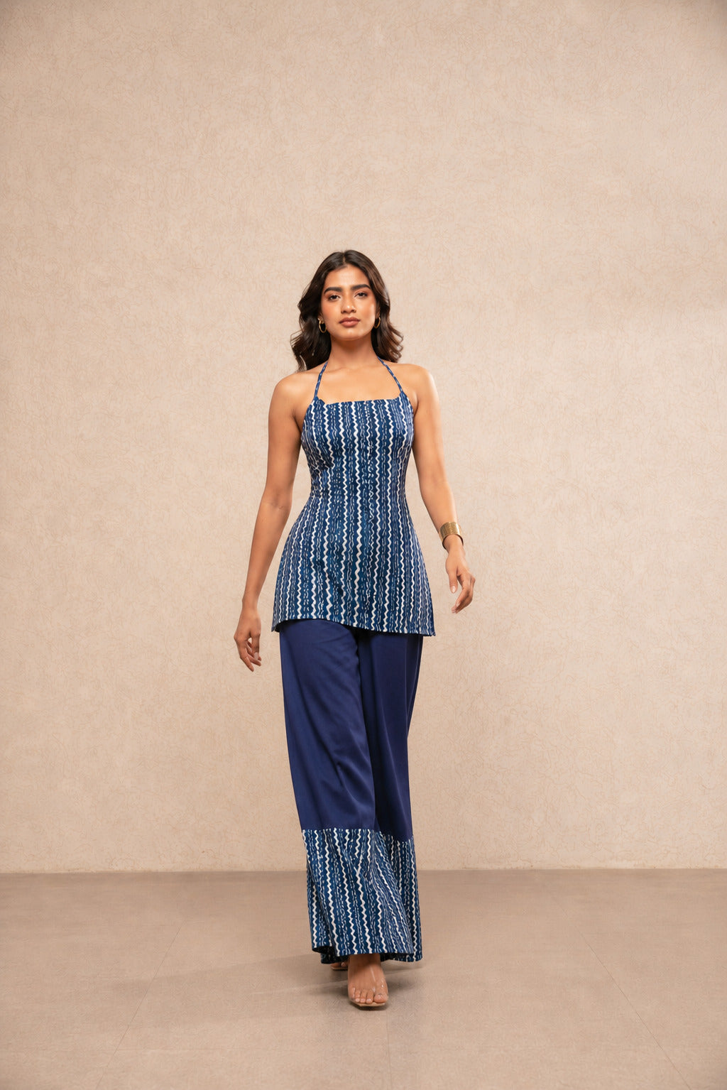 SIRINA BLUE CORSET HALTER NECK COORD SET