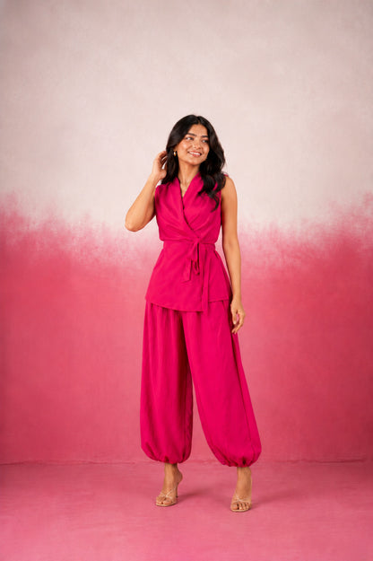 NALINA PINK WRAP COORD SET