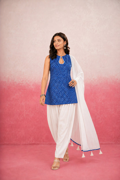 ANAGHA ROYAL BLUE LEHERIYA FARSHI SET