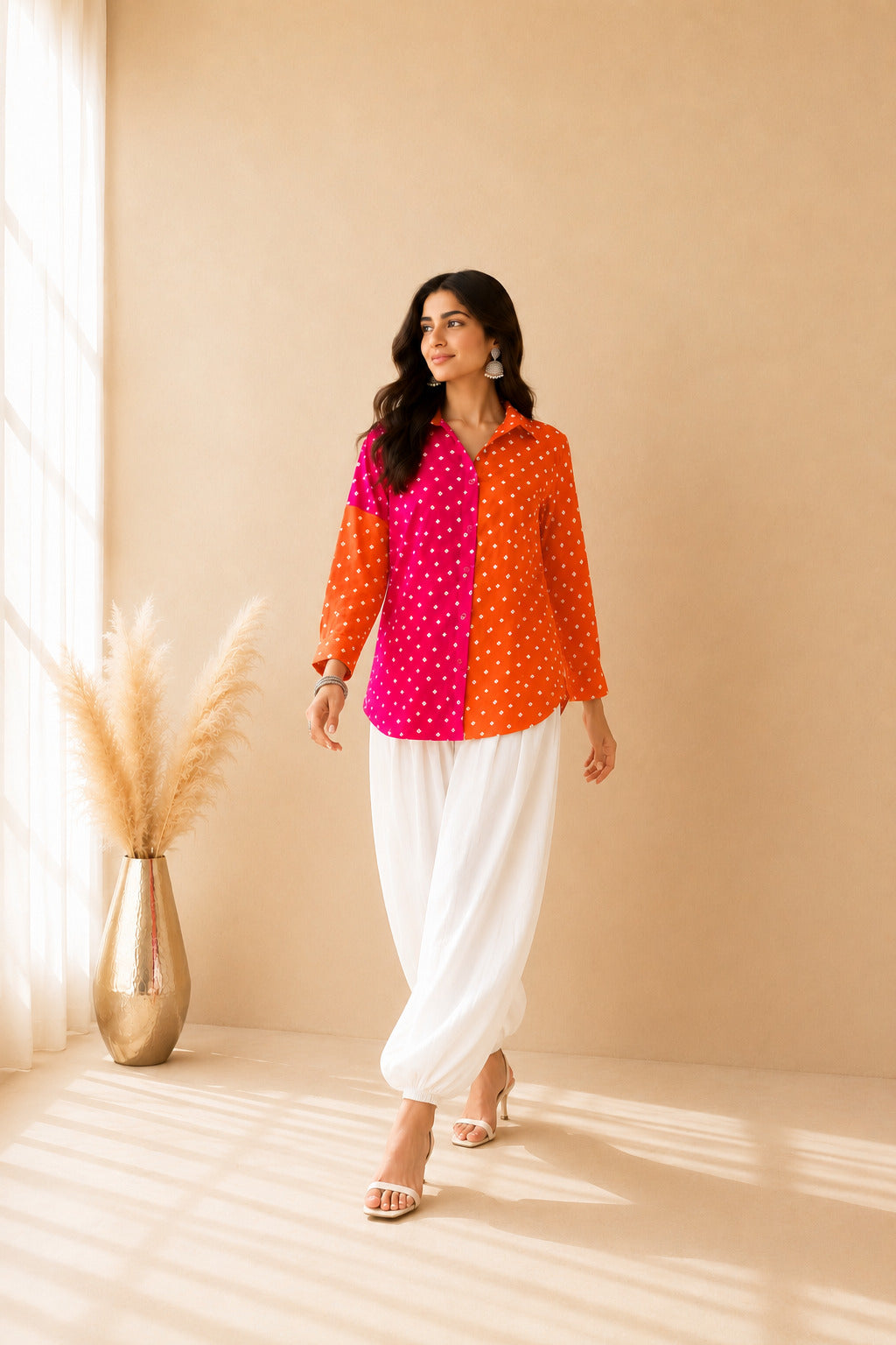 DEVAYRA BANDHEJ SHIRT AND BALLOON COORD SET