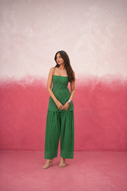 PARNAVI GREEN MOTHRA GEORGETTE FARSHI SET