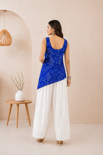 VINAAYA BLUE ASYMETTRIC BANDHEJ FARSHI SET