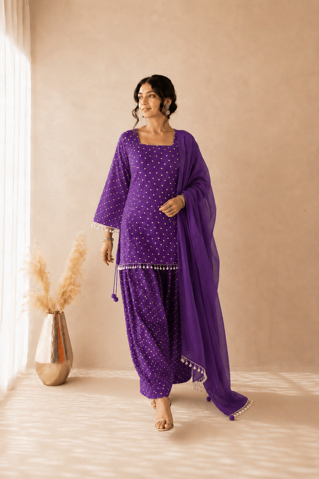 DHAIRYA PURPLE BANDHEJ FARSHI SET