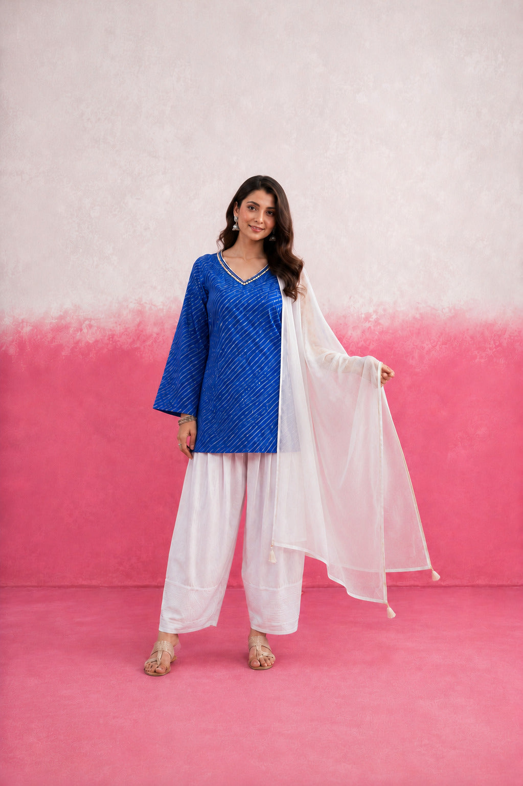 ERISHA BLUE LEHERIYA FARSHI SET