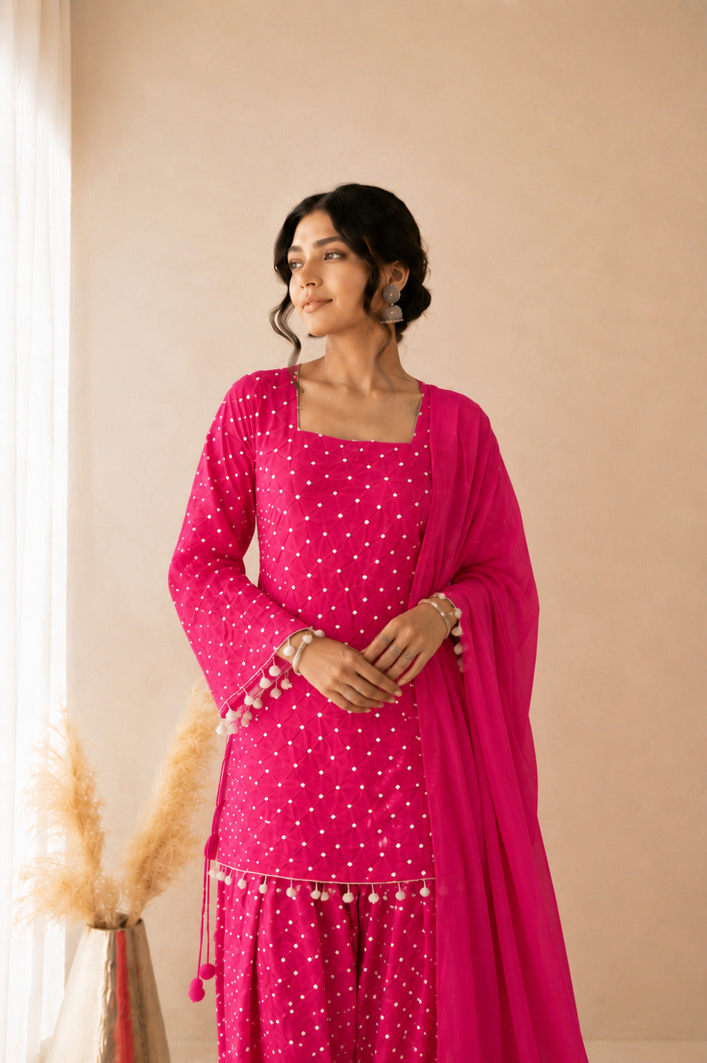 MIRAYA PINK BANDHEJ FARSHI SET
