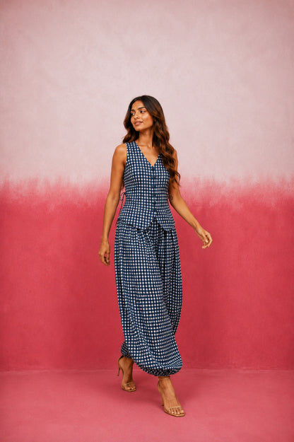 ELISHA BLUE GINGHAM COORD SET