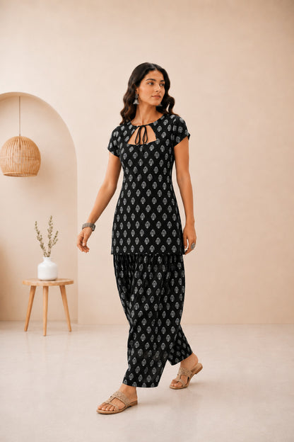 GITASHA BLACK COTTON FARSHI SET