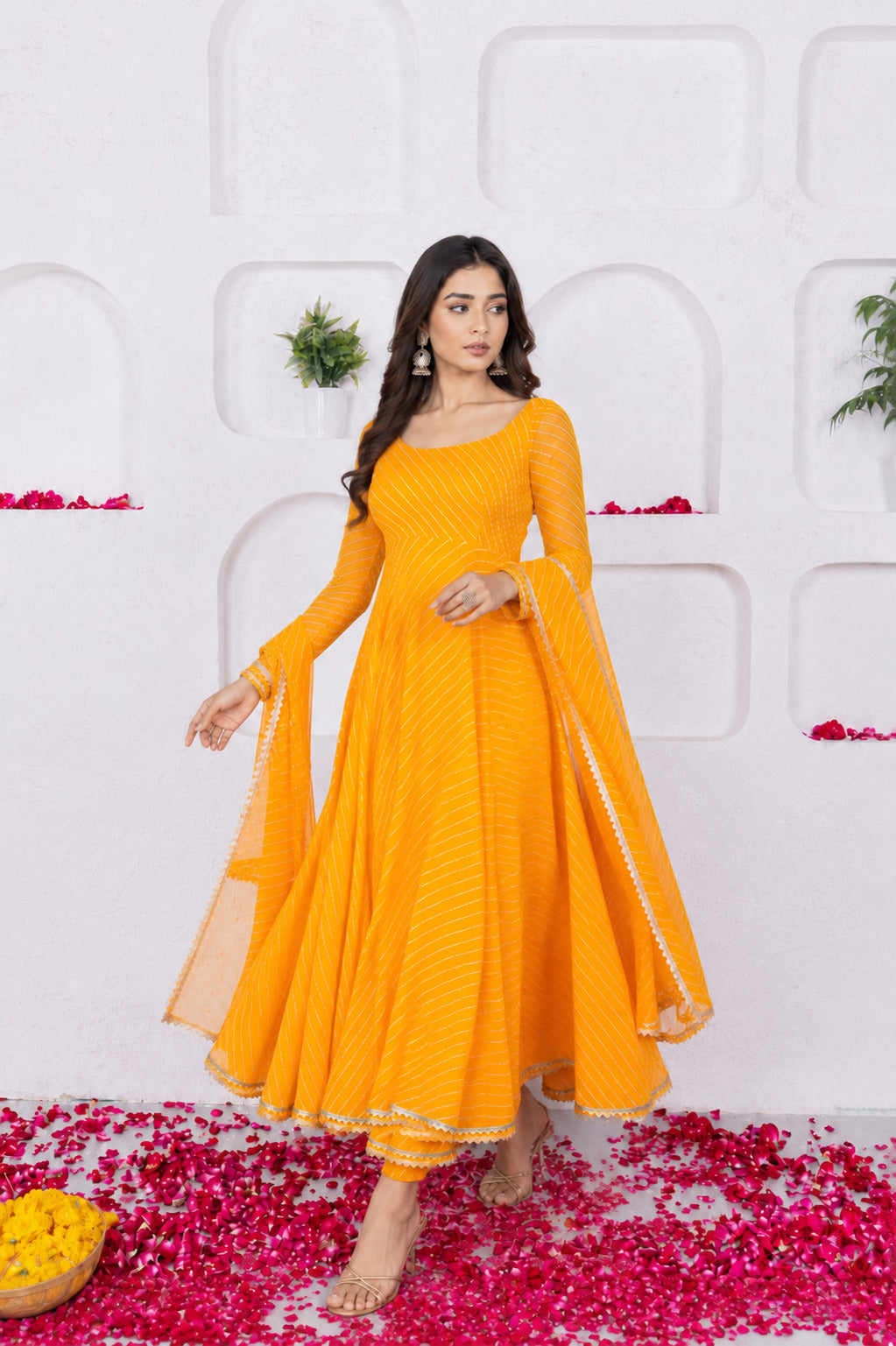 RUCHI YELLOW BANDHANI ANARKALI SET