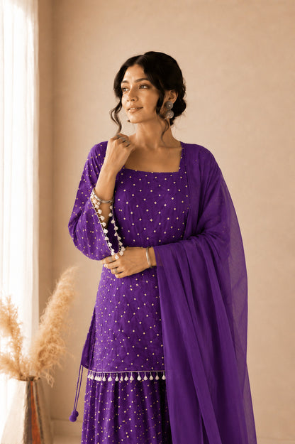 DHAIRYA PURPLE BANDHEJ FARSHI SET