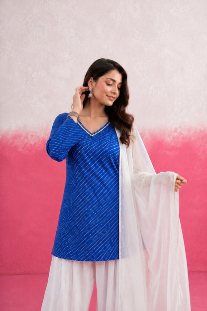 ERISHA BLUE LEHERIYA FARSHI SET