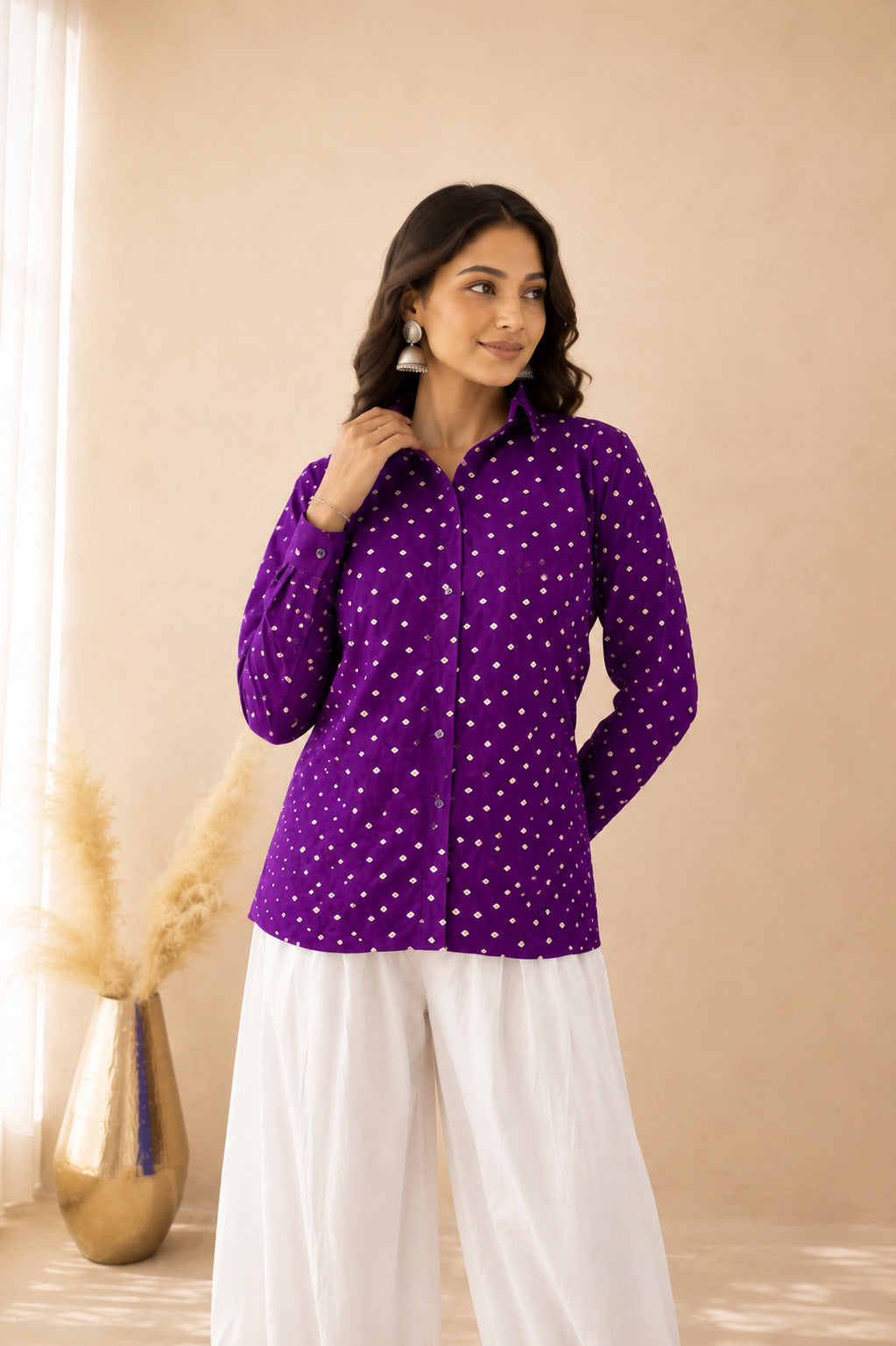 PARUL PURPLE BANDHEJ SHIRT