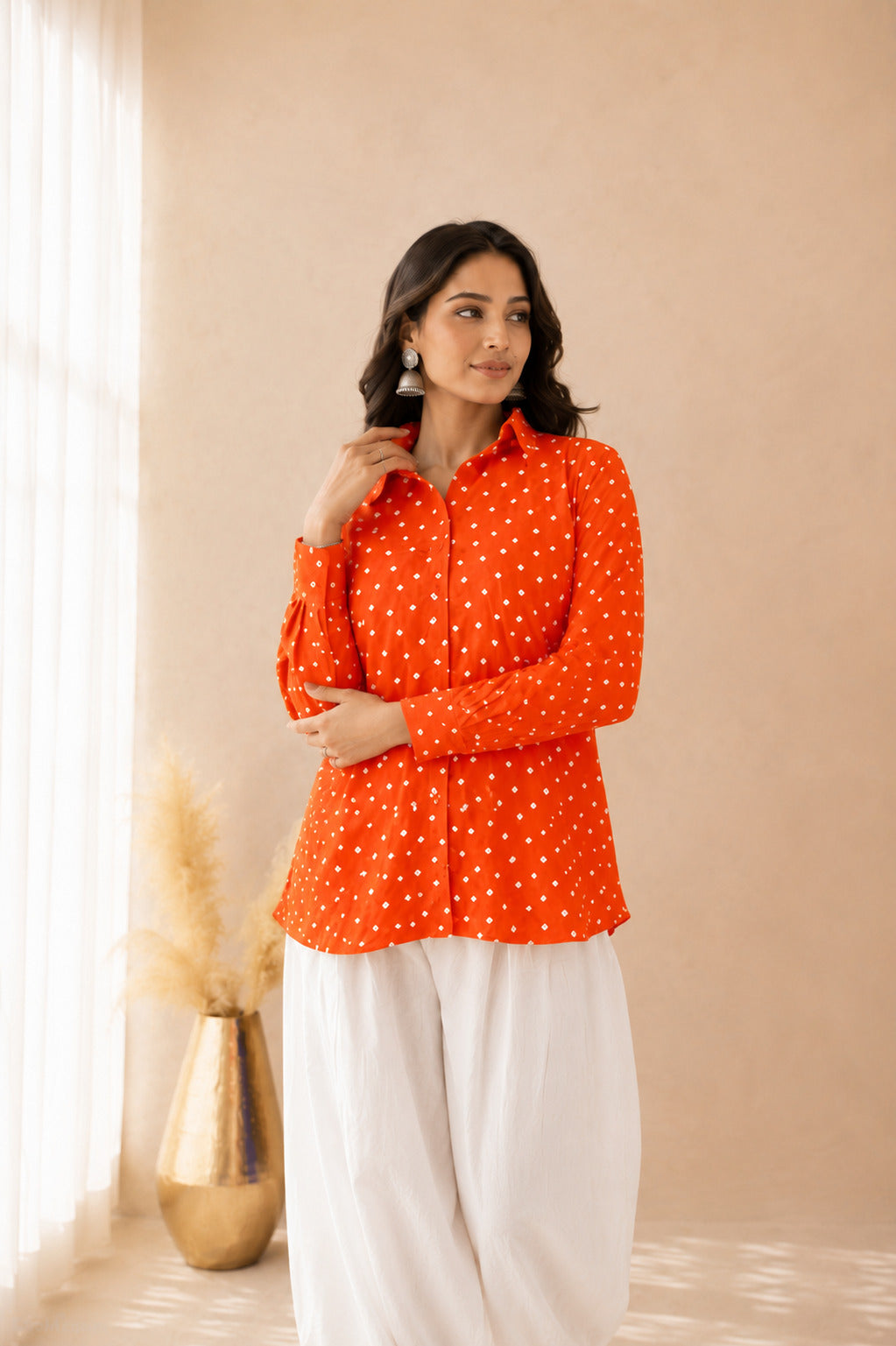 HITA ORANGE BANDHEJ SHIRT