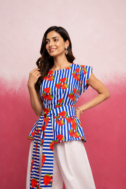 AVELIA BLUE STRIPE COTTON TOP