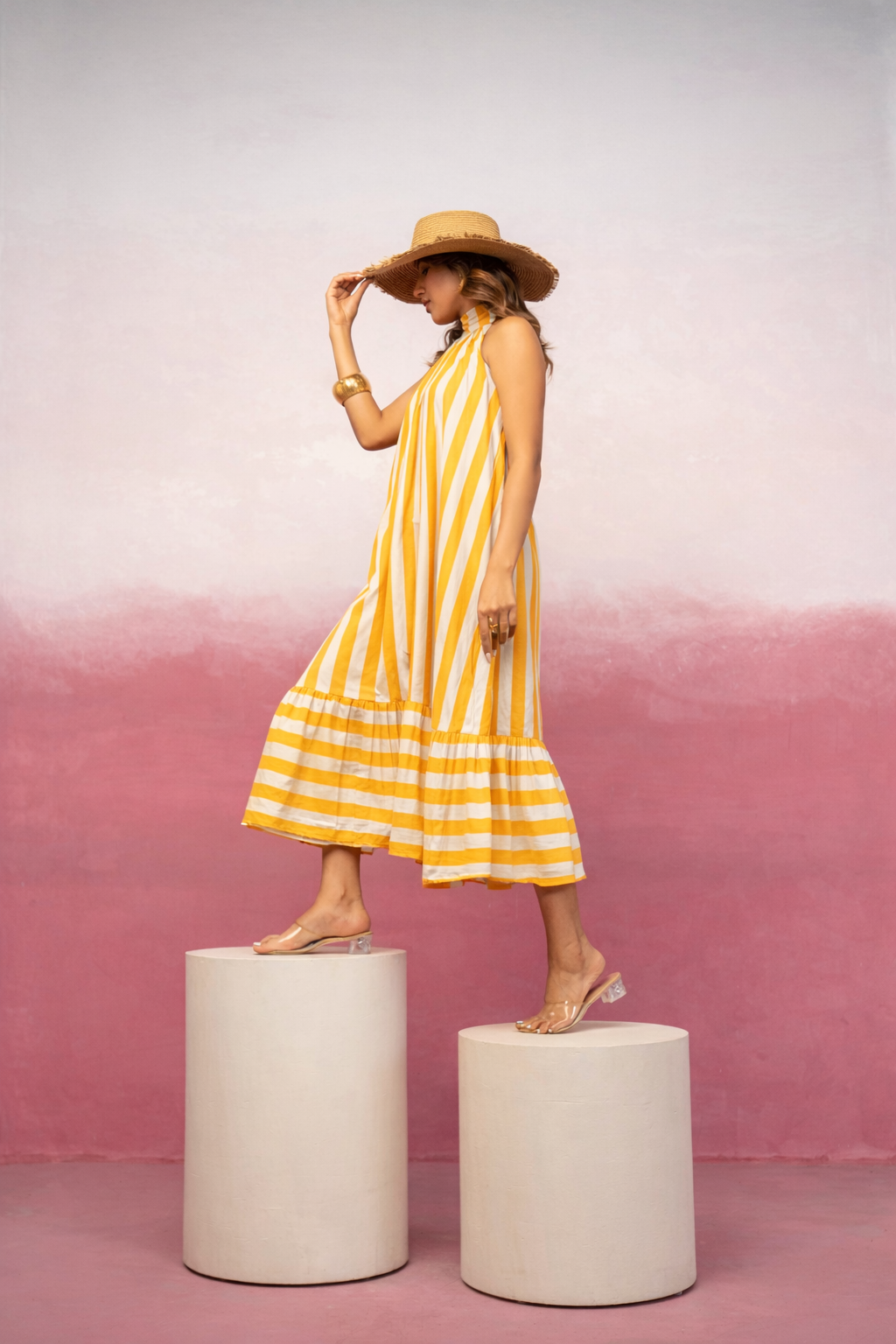 IVANA YELLOW STRIPED MAXI DRESS