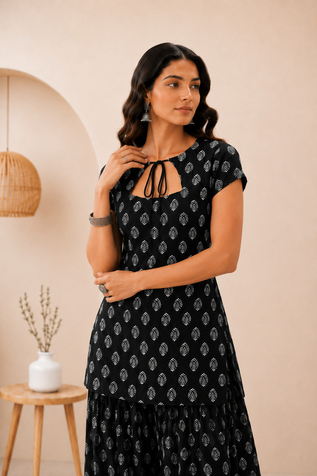GITASHA BLACK COTTON FARSHI SET