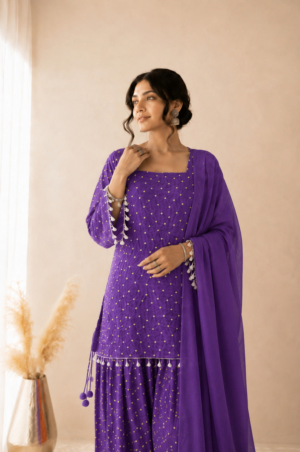 DHAIRYA PURPLE BANDHEJ FARSHI SET
