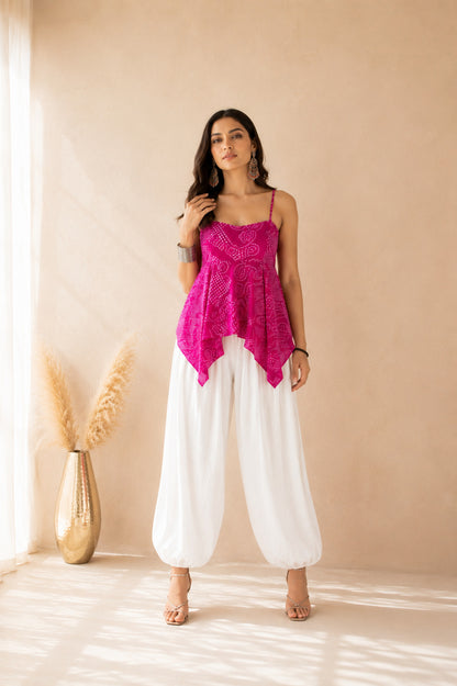 TRAYI PINK ASYMMETRICAL BALLOON COORD SET