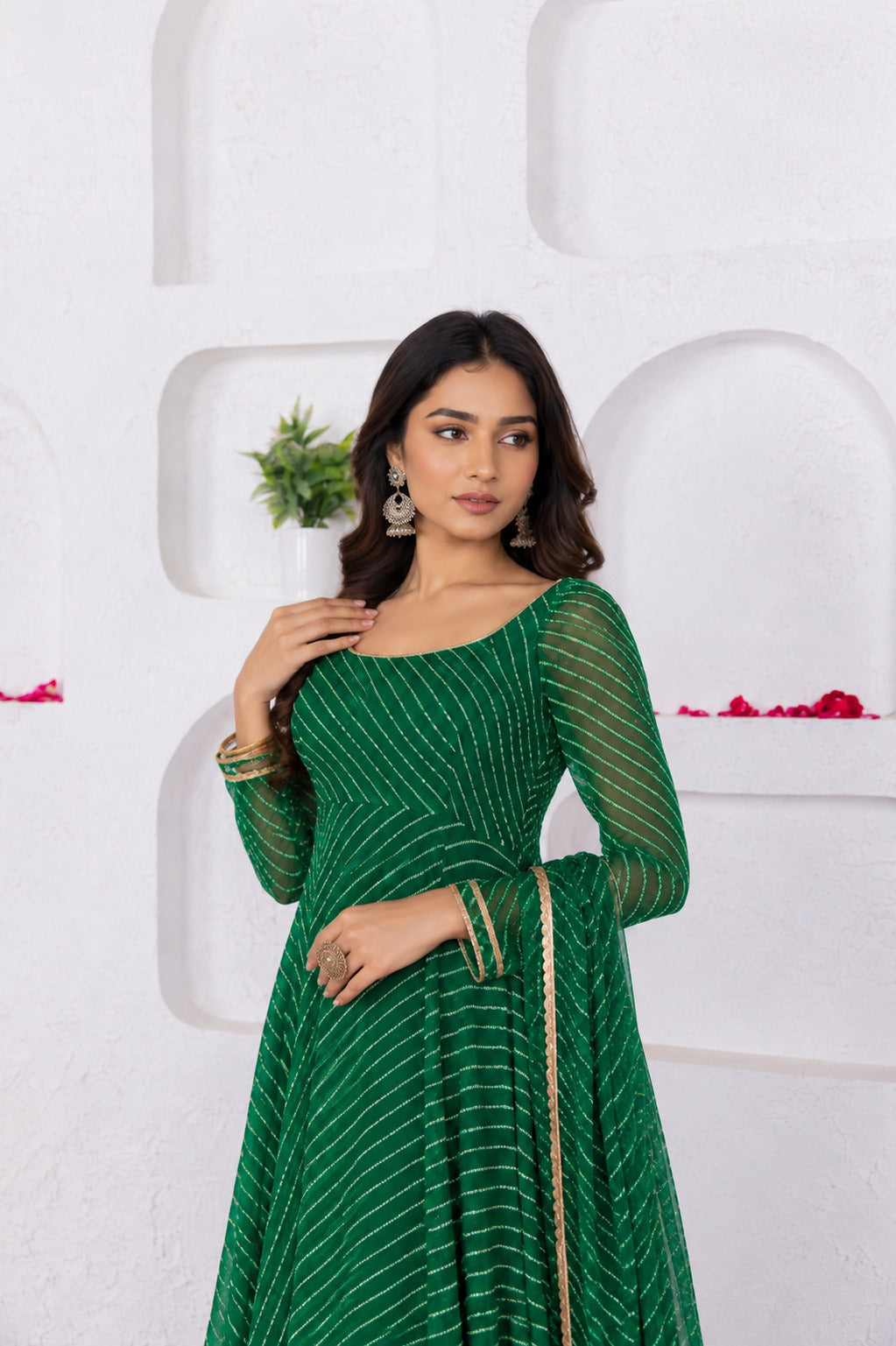 MUSKAN GREEN BANDHANI ANARKALI SET