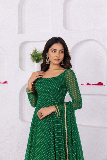 MUSKAN GREEN BANDHANI ANARKALI SET