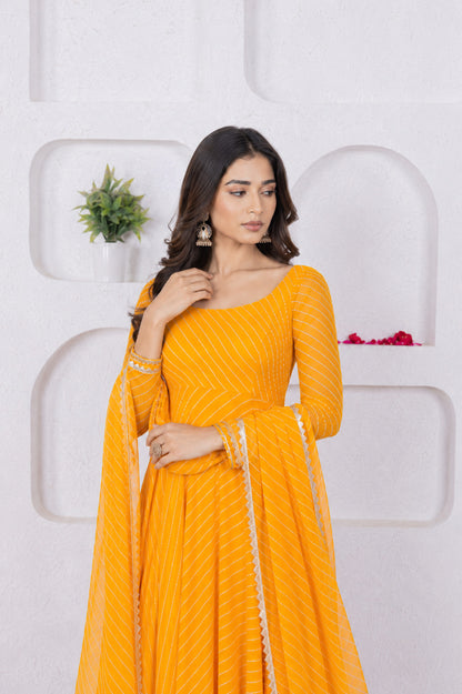 RUCHI YELLOW BANDHANI ANARKALI SET