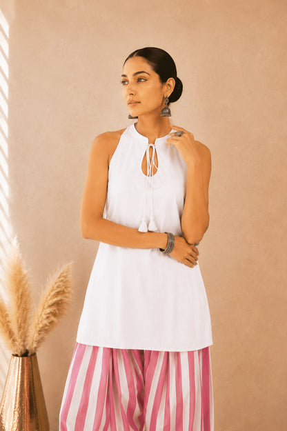 MALIHA PINK STRIPED FARSHI SET