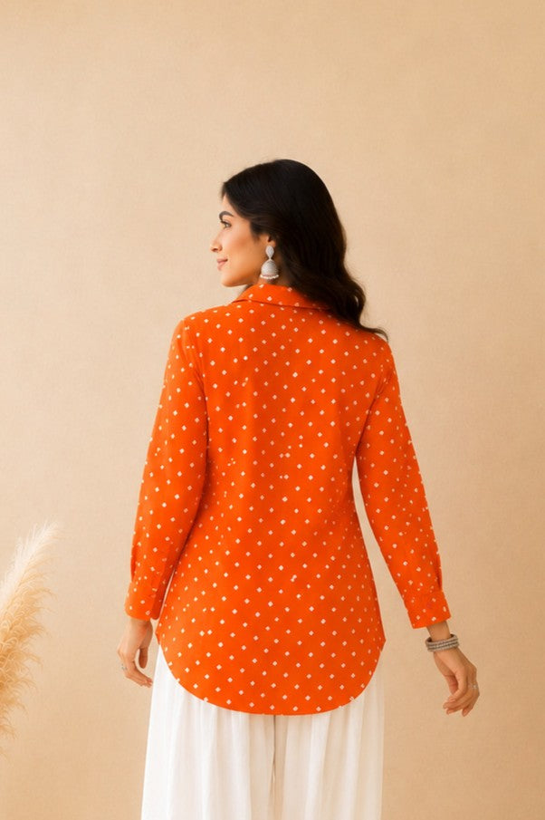 ARLINA PINK COLOR BLOCKED BANDHEJ SHIRT