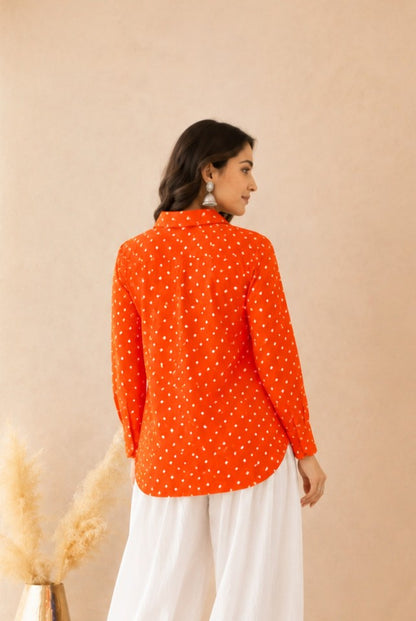 HITA ORANGE BANDHEJ SHIRT
