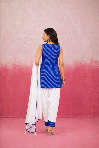 SARANYA BLUE MOTHRA FARSHI SET